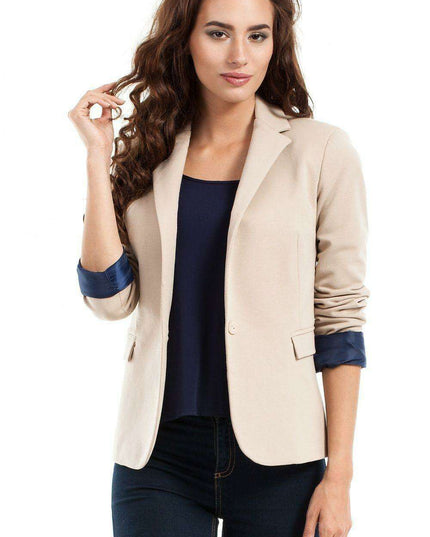Stylish Cotton Blazer with Rolled Sleeves - Model 63107 Moe