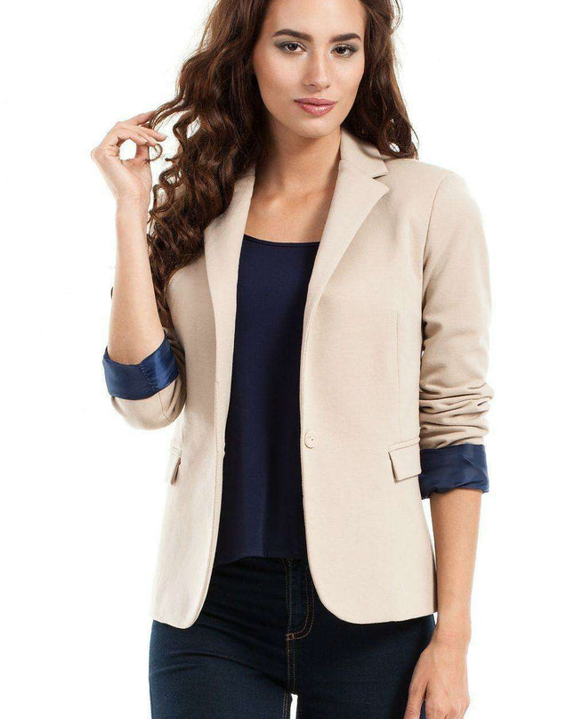 Stylish Cotton Blazer with Rolled Sleeves - Model 63107 Moe