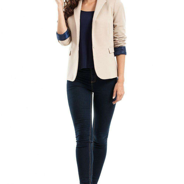 Stylish Cotton Blazer with Rolled Sleeves - Model 63107 Moe