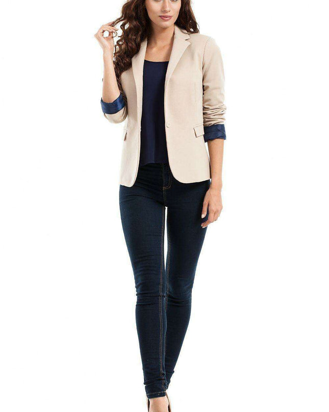 Stylish Cotton Blazer with Rolled Sleeves - Model 63107 Moe