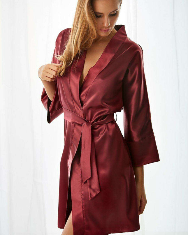 Elegant Satin Kimono Robe with Matching Belt