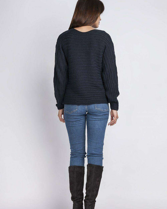 Chic Horizontal Striped Boat Neck Sweater - Cozy Elegance
