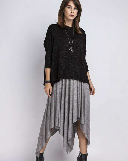 Luxurious Metallic Oversized Knit Sweater MKM