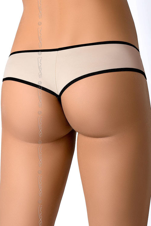 Luxe Beige Microfiber Thong with Sultry Black Trim - Libeccio Collection