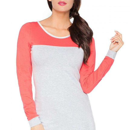 Stylish Color Block Knit Tunic with Gathered Neckline for Activewear