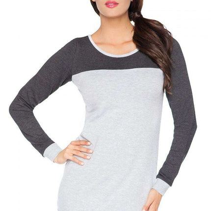 Stylish Color Block Knit Tunic with Gathered Neckline for Activewear