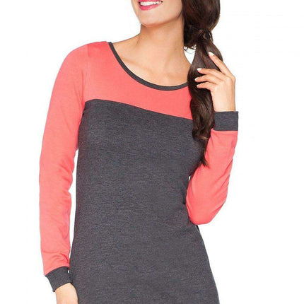 Stylish Color Block Knit Tunic with Gathered Neckline for Activewear