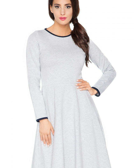 Edgy Chic Casual Knit Day Dress with Unique Raw Edges
