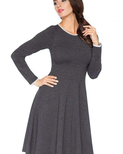 Edgy Chic Casual Knit Day Dress with Unique Raw Edges