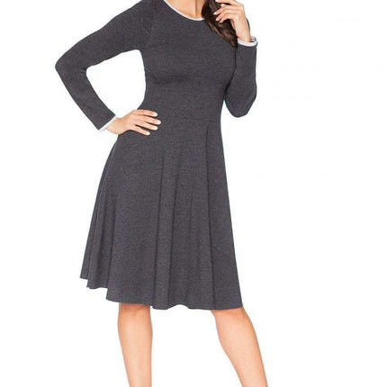 Edgy Chic Casual Knit Day Dress with Unique Raw Edges