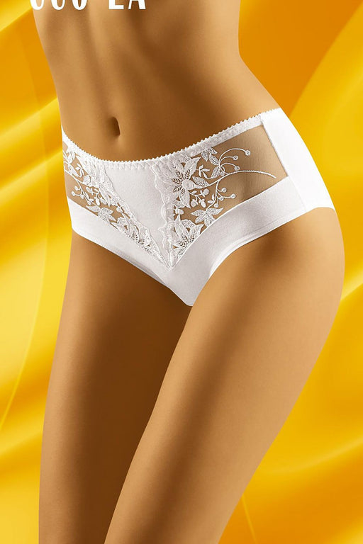 Elegant High-Waist Cotton Panties with Embroidery - Wolbar 72035