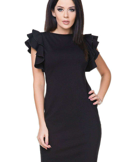 Elegant Ruffled Knit Evening Gown - Tessita Design 76282