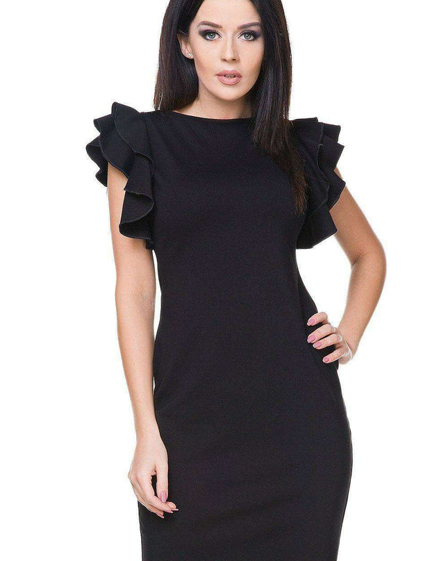 Elegant Ruffled Knit Evening Gown - Tessita Design 76282