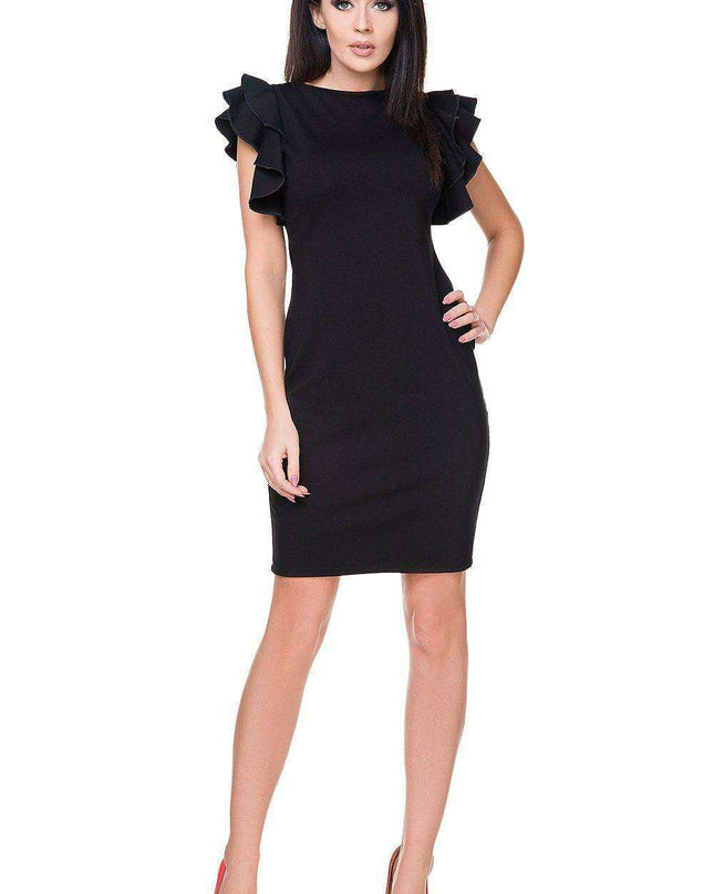 Elegant Ruffled Knit Evening Gown - Tessita Design 76282