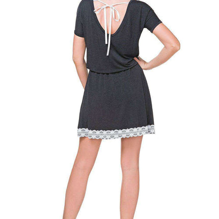 Elegant Lace-Trim Knit Daydress - Tessita Model 76265