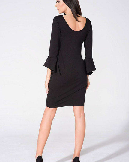 Chic Backless Knit Evening Dress with Elegant Ruffle Details - Sophistication Redefined Collection