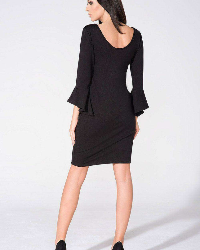 Chic Backless Knit Evening Dress with Elegant Ruffle Details - Sophistication Redefined Collection