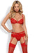 Heartina Charm Lace Lingerie Set with Garter Belt and Thong