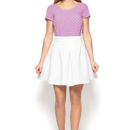 Geometric Elegance Short Sleeve Blouse