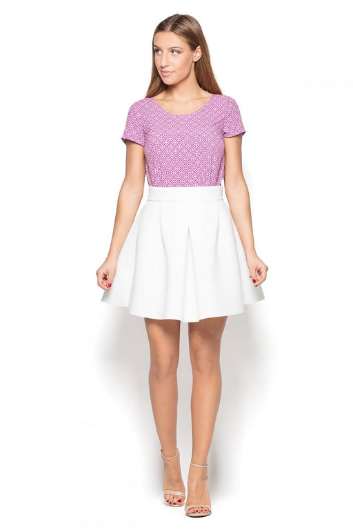 Geometric Patterned Blouse with Short Sleeves
