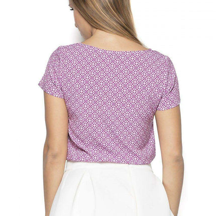 Geometric Elegance Short Sleeve Blouse
