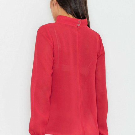 Sophisticated Figl Blouse with Distinctive Neckline and Fashionable Sash - A Timeless Essential for Every Occasion