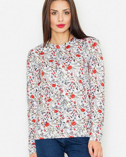 Floral Elegance: Chic Long-Sleeve Women's Sweatshirt