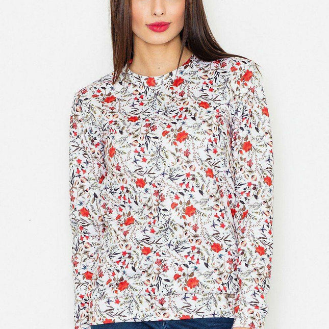 Floral Elegance: Chic Long-Sleeve Women's Sweatshirt