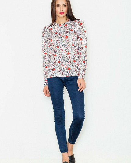 Floral Elegance: Chic Long-Sleeve Women's Sweatshirt