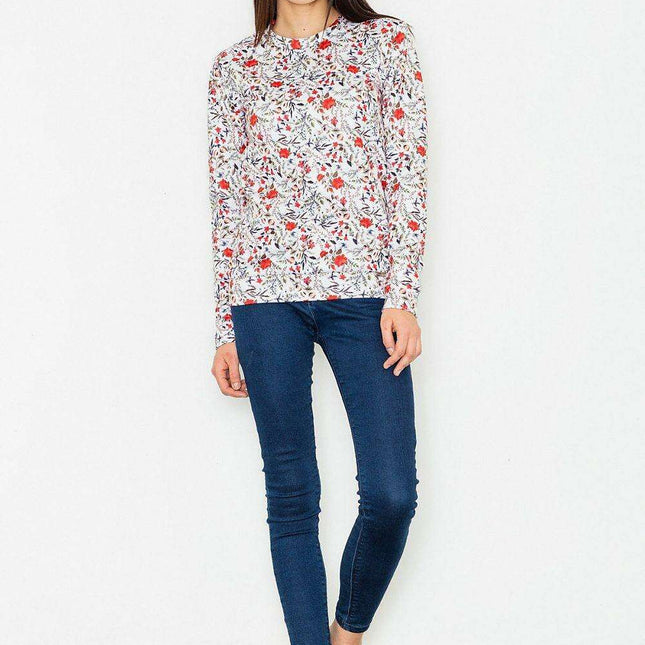 Floral Elegance: Chic Long-Sleeve Women's Sweatshirt