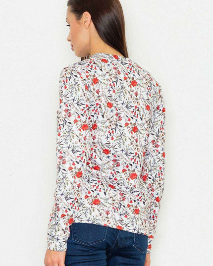 Floral Elegance: Chic Long-Sleeve Women's Sweatshirt