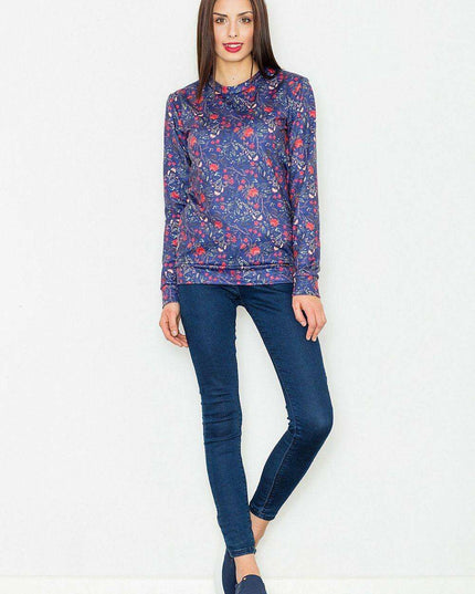 Floral Elegance Women's Long-Sleeve Hoodie - Crimson Luxe