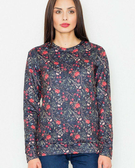 Floral Elegance Long-Sleeved Women's Sweatshirt - Casual Chic