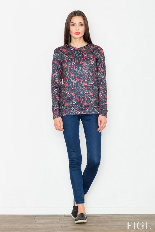 Floral Bliss Women's Long-Sleeved Sweatshirt with Elegant Floral Design