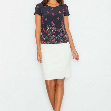 Elegant Floral Stretchy Short Sleeve Top
