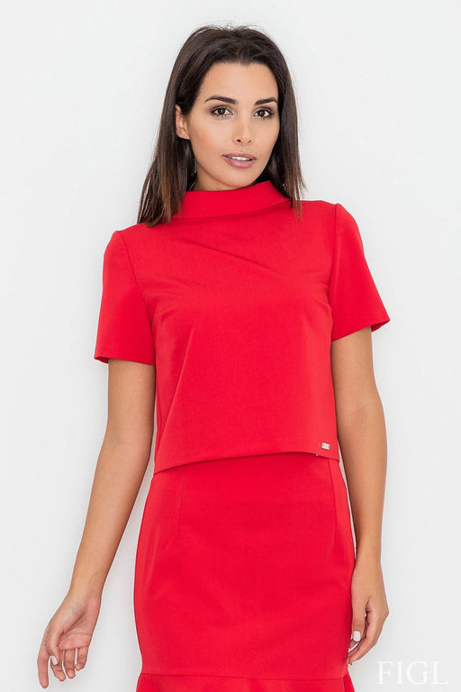 Layered Turtleneck Blouse with Zipper Fastening
