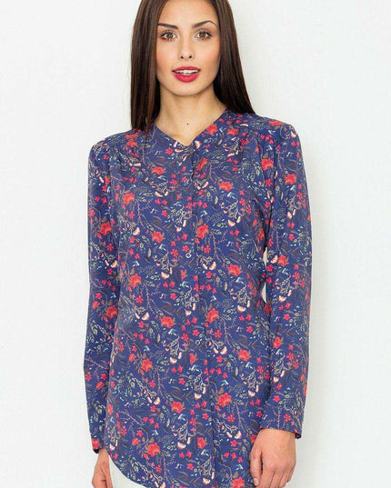 Chic Extended Hem Long-Sleeve Women's Button-Up Top