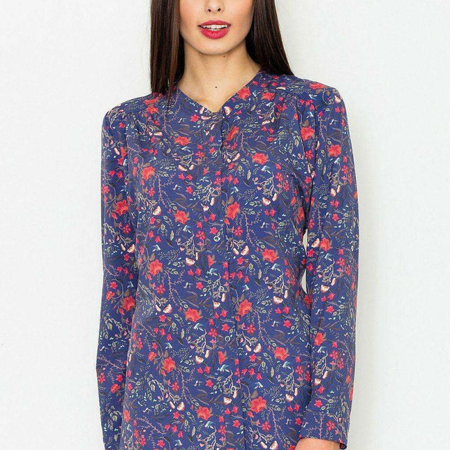 Chic Extended Hem Long-Sleeve Women's Button-Up Top