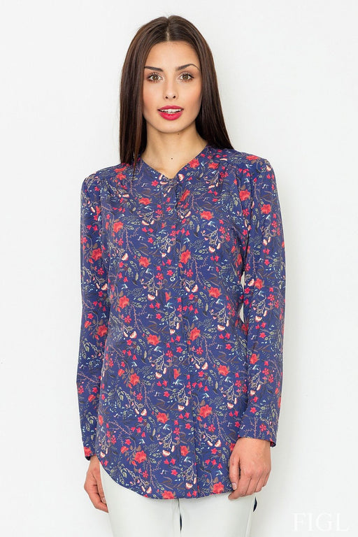 Extended Cut Button-Up Shirt for Women with Long Sleeves