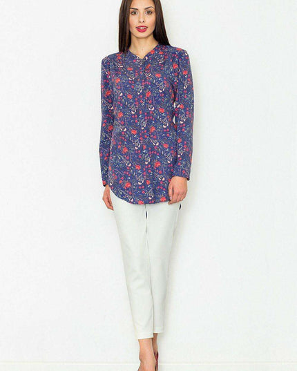 Chic Extended Hem Long-Sleeve Women's Button-Up Top