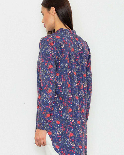 Chic Extended Hem Long-Sleeve Women's Button-Up Top