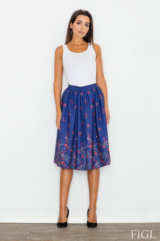 Sophisticated Waist Pleated Mid-Length Skirt by Figl