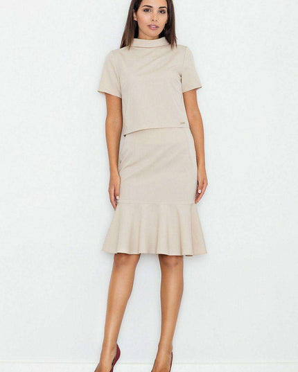 Chic Frill-Trimmed Straight Skirt - Model 77055 by Figl