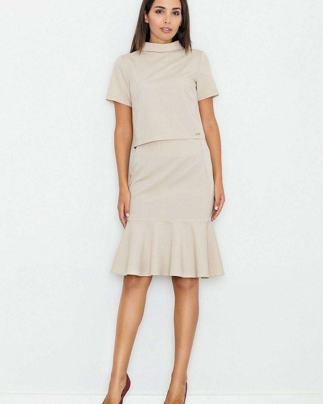 Chic Frill-Trimmed Straight Skirt - Model 77055 by Figl