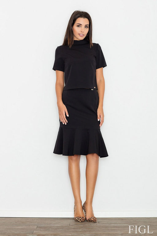 Frilled Hem Straight Skirt with Zipper - Versatile and Stylish