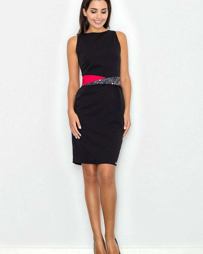 Chic Sleeveless Dress with Stylish Two-Tone Waistbelt