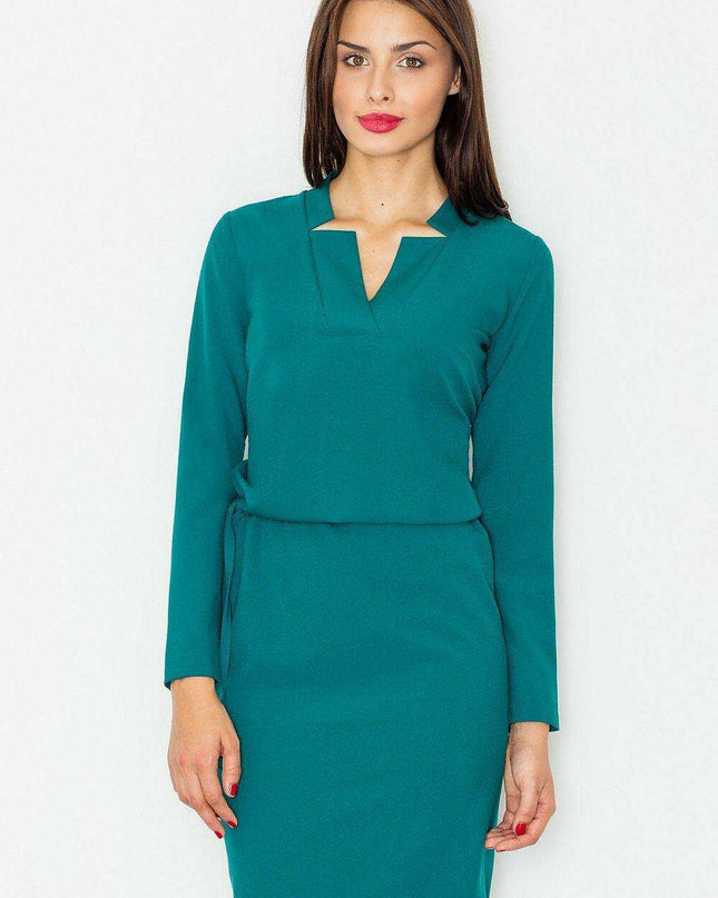 Elegant Long-Sleeve Daydress with Customizable Waist Tie