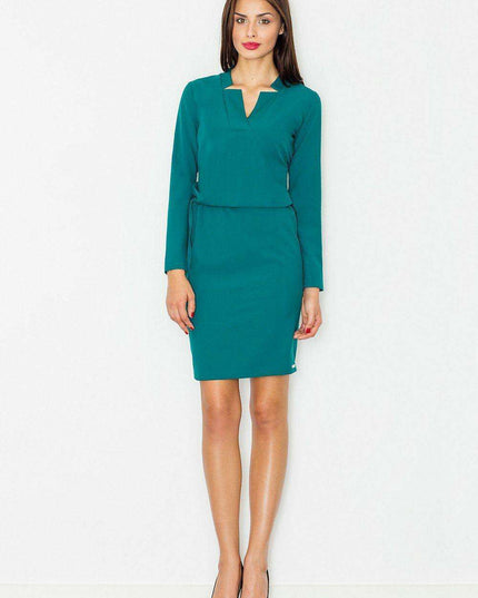 Elegant Long-Sleeve Daydress with Customizable Waist Tie