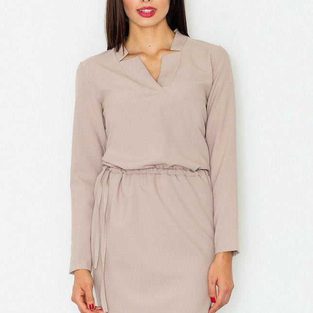 Chic Tie-Waist Long Sleeve Dress - Versatile Elegance for Any Event