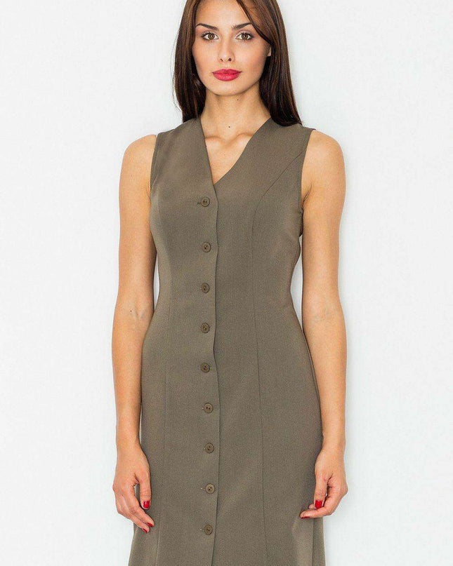 Elegant Sleeveless Button-Up Day Dress - Versatile Chic Attire